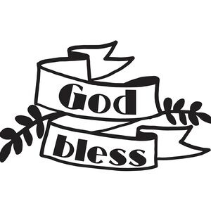 God Bless Banner Vinyl Car Decal 4in‎ | Faith Christian Sticker